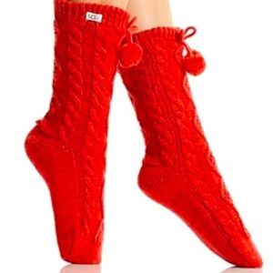 UGG Pom Pom lined fleece lined crew sock NWOT